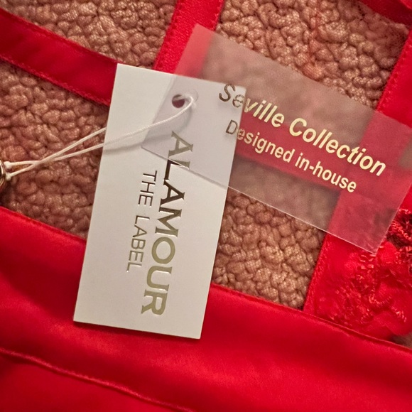 Alamour the Label red coral 3D mini dress. - Picture 3 of 7